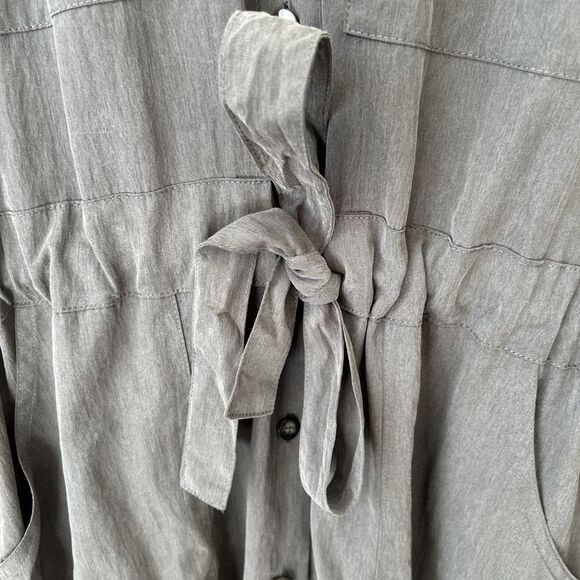 Elle Grey Womens Midi Shirt Dress Gray M Collared Utility Belted Minimalist NWT - Picture 3 of 16